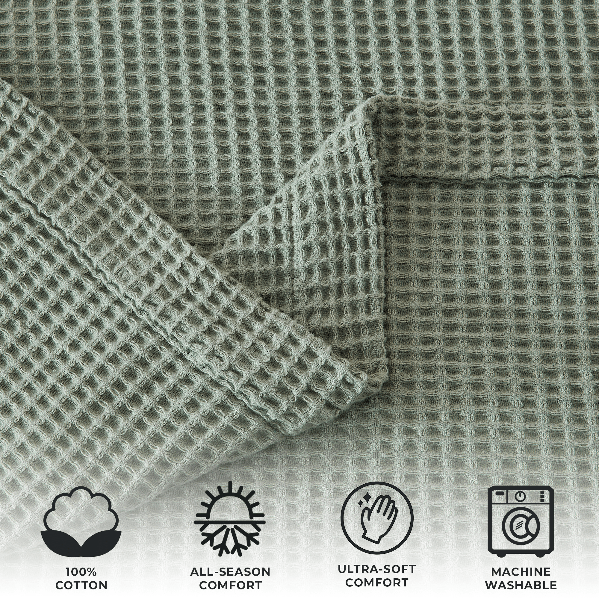 Cotton Waffle Weave Throw Blanket – Lightweight & Breathable | Mikala Collection