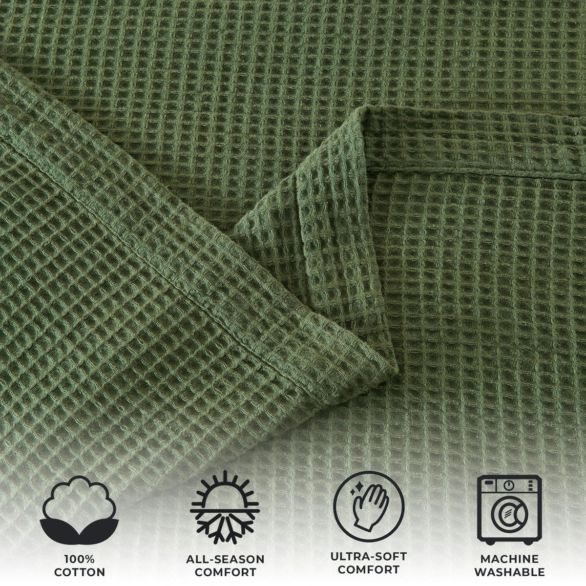 Cotton Waffle Weave Throw Blanket – Lightweight & Breathable | Mikala Collection