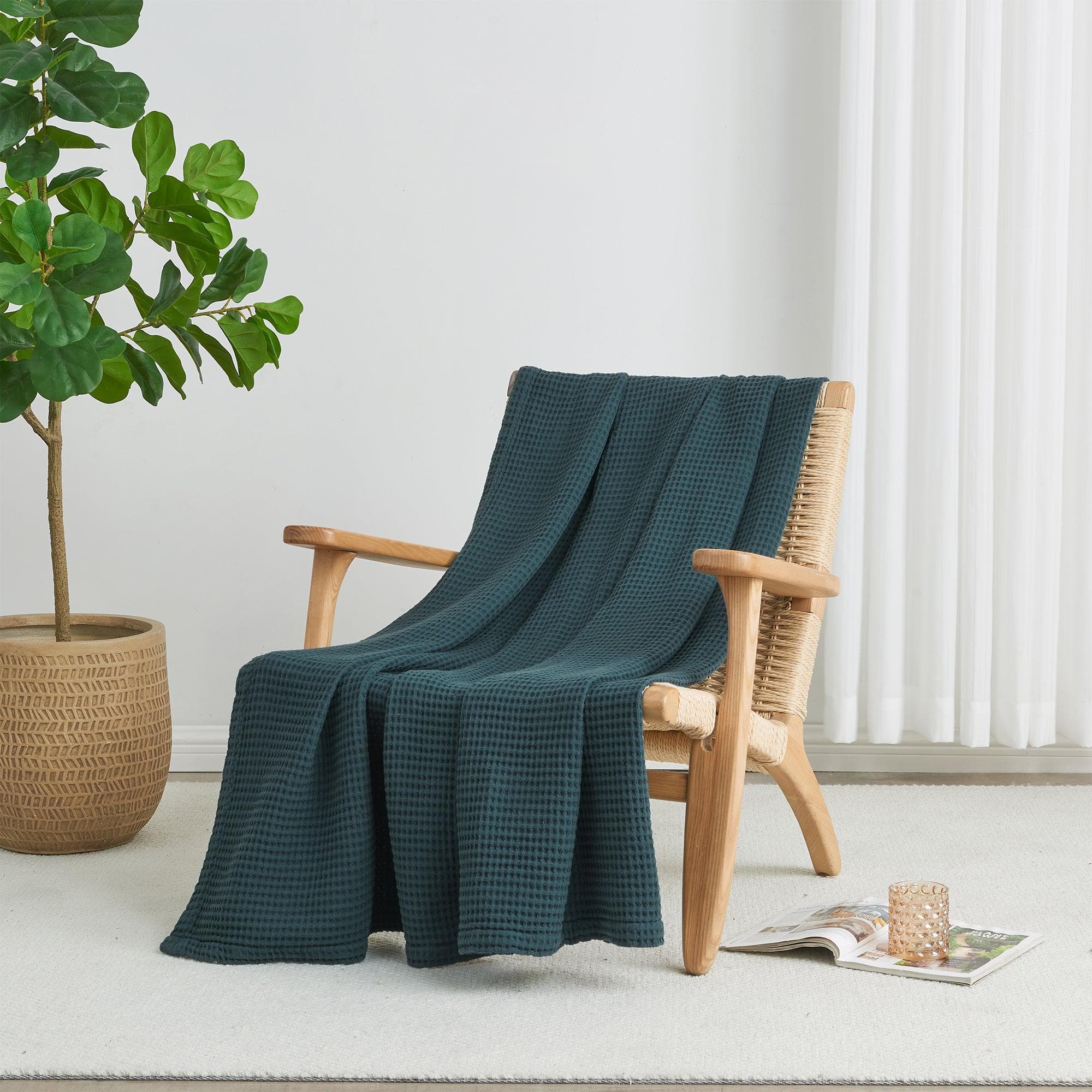 Cotton Waffle Weave Throw Blanket – Lightweight & Breathable | Mikala Collection