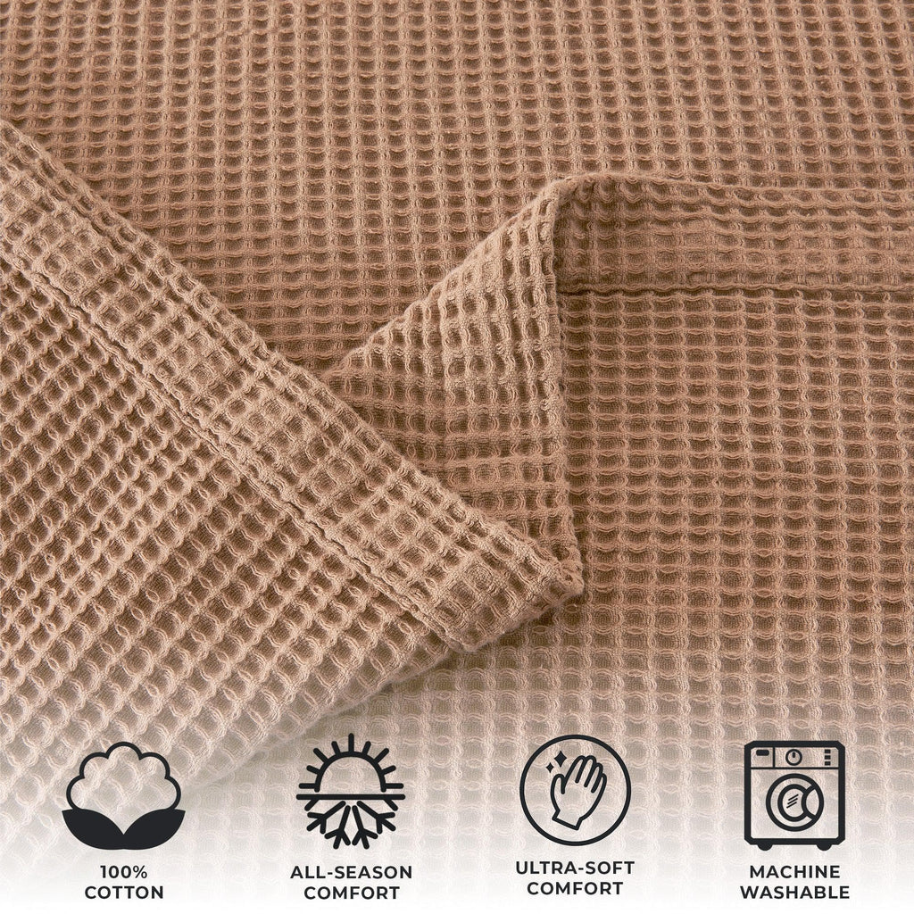 Cotton Waffle Weave Throw Blanket – Lightweight & Breathable | Mikala Collection