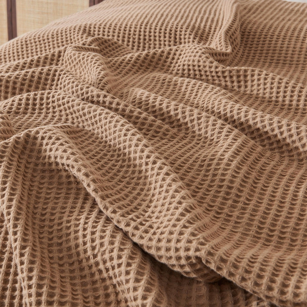 Cotton Waffle Weave Throw Blanket – Lightweight & Breathable | Mikala Collection