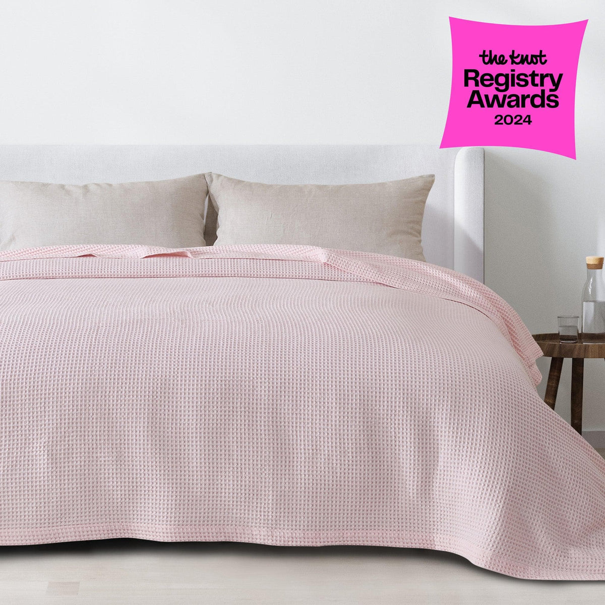 Cotton Waffle Weave Throw Blanket – Lightweight & Breathable | Mikala Collection