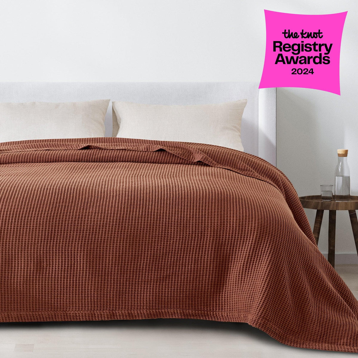 Cotton Waffle Weave Throw Blanket – Lightweight & Breathable | Mikala Collection