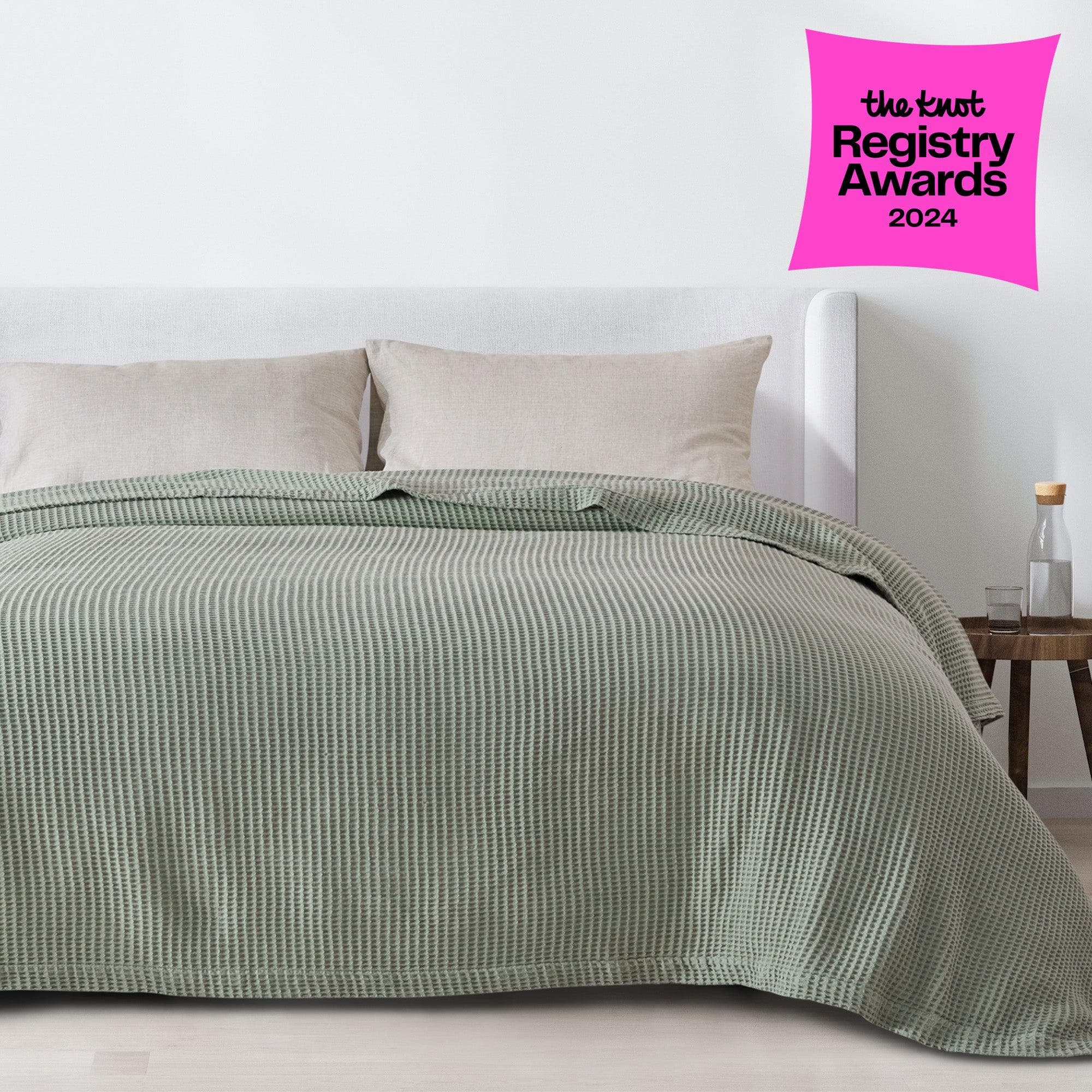 Cotton Waffle Weave Throw Blanket – Lightweight & Breathable | Mikala Collection