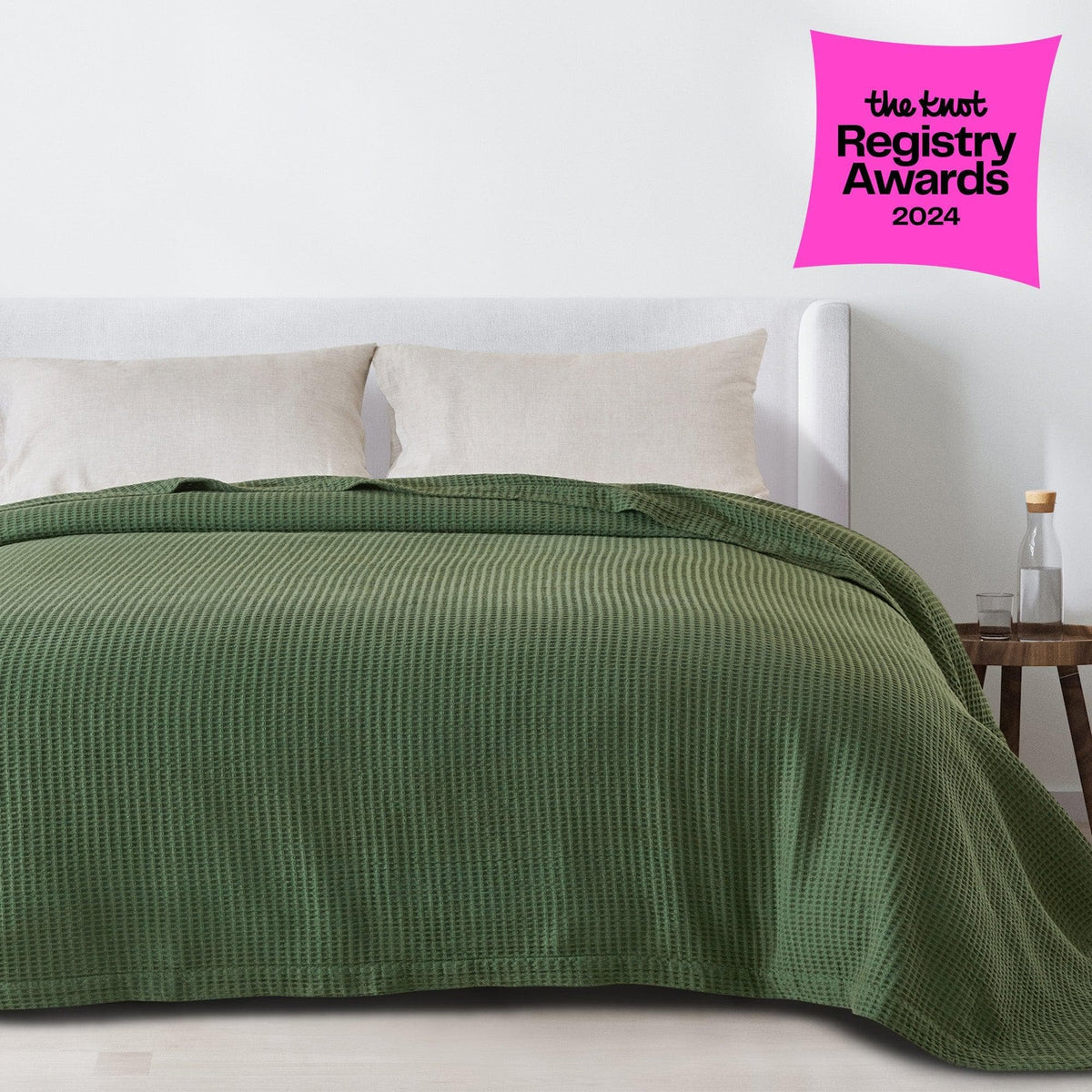 Cotton Waffle Weave Throw Blanket – Lightweight & Breathable | Mikala Collection