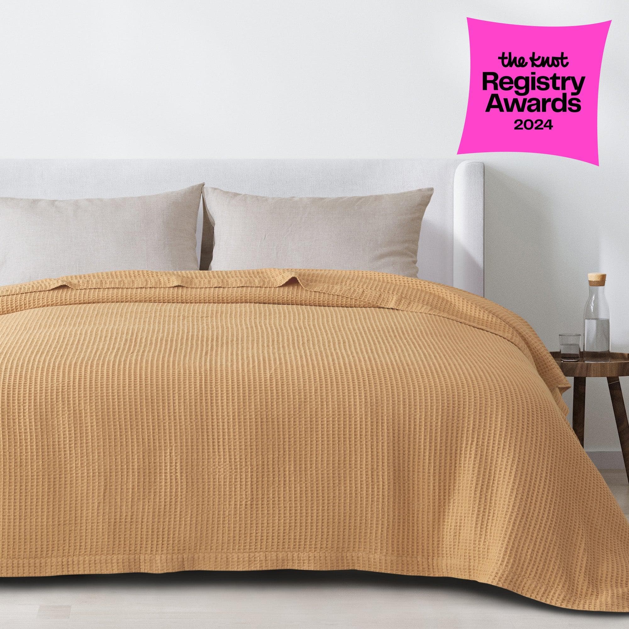 Cotton Waffle Weave Throw Blanket – Lightweight & Breathable | Mikala Collection