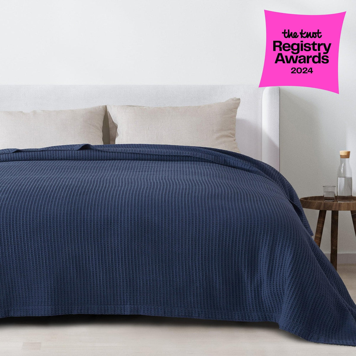 Cotton Waffle Weave Throw Blanket – Lightweight & Breathable | Mikala Collection