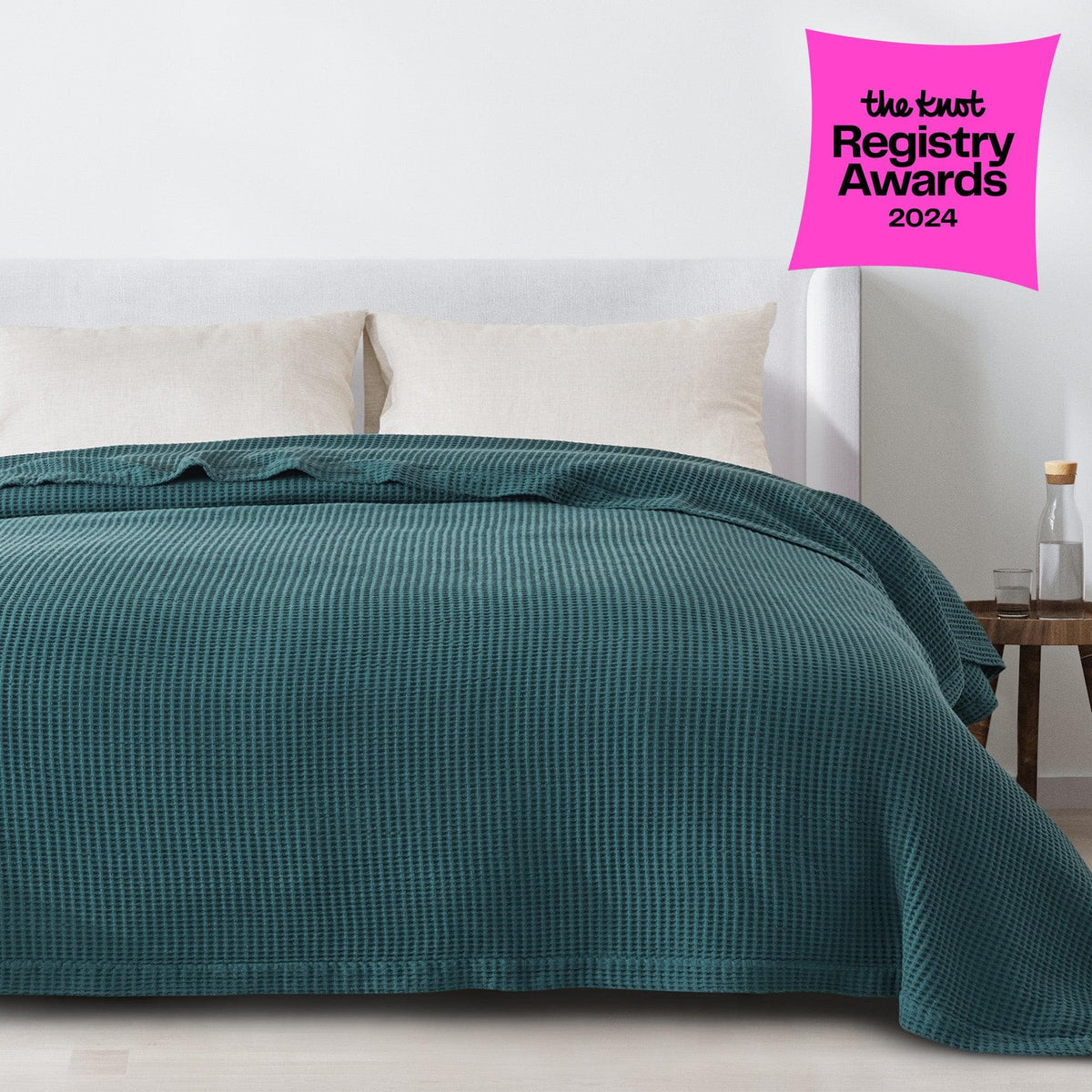 Cotton Waffle Weave Throw Blanket – Lightweight & Breathable | Mikala Collection