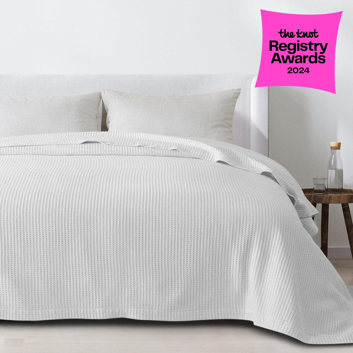 Cotton Waffle Weave Throw Blanket – Lightweight & Breathable | Mikala Collection