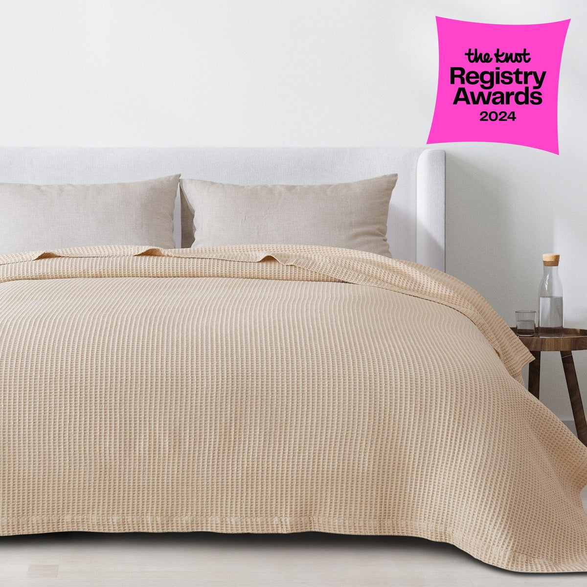 Cotton Waffle Weave Throw Blanket – Lightweight & Breathable | Mikala Collection