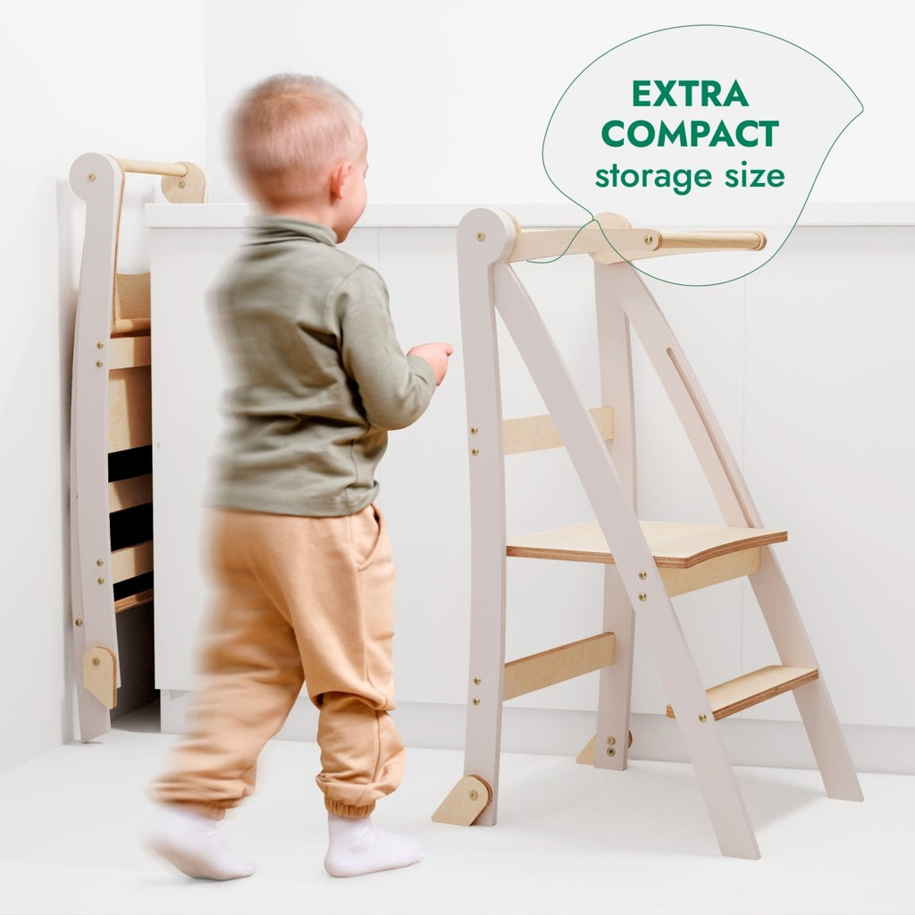 Foldable Kids Helper Tower Step Stool – Safe & Portable Toddler Kitchen Stool