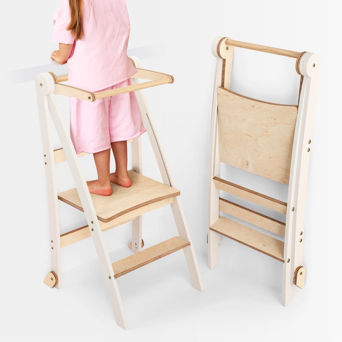 Foldable Kids Helper Tower Step Stool – Safe & Portable Toddler Kitchen Stool