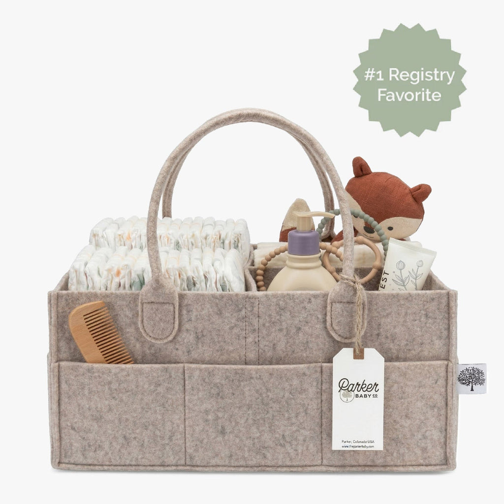 Felt Diaper Caddy Organizer – Portable Nursery Storage with 8 Pockets
