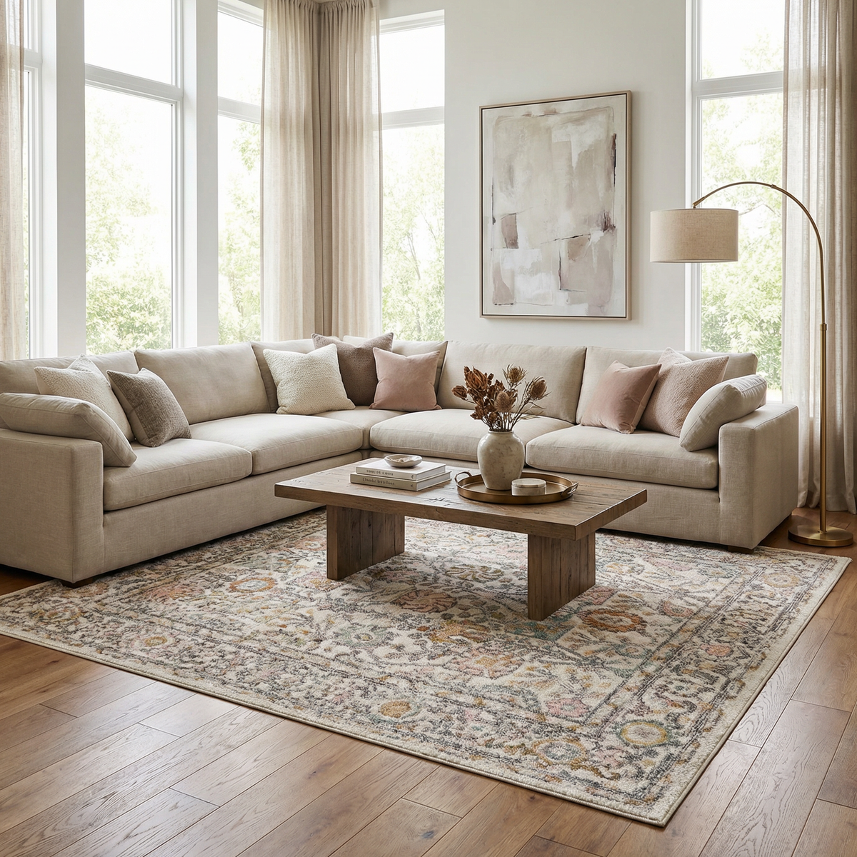 Herstmonceux Traditional Area Rug – Charcoal & Mustard Multi-Color Woven Rug