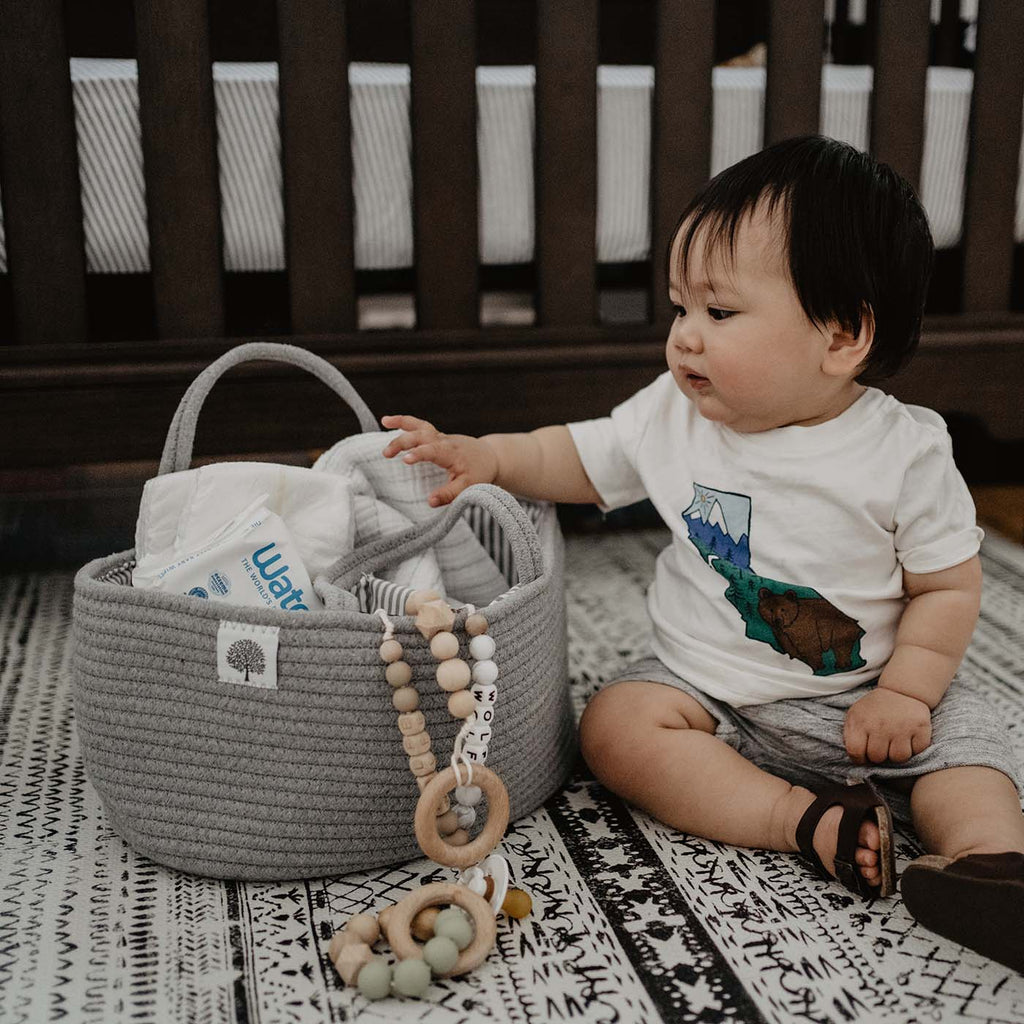 Rope Diaper Caddy Organizer – Stylish Baby Essential Storage for Nursery