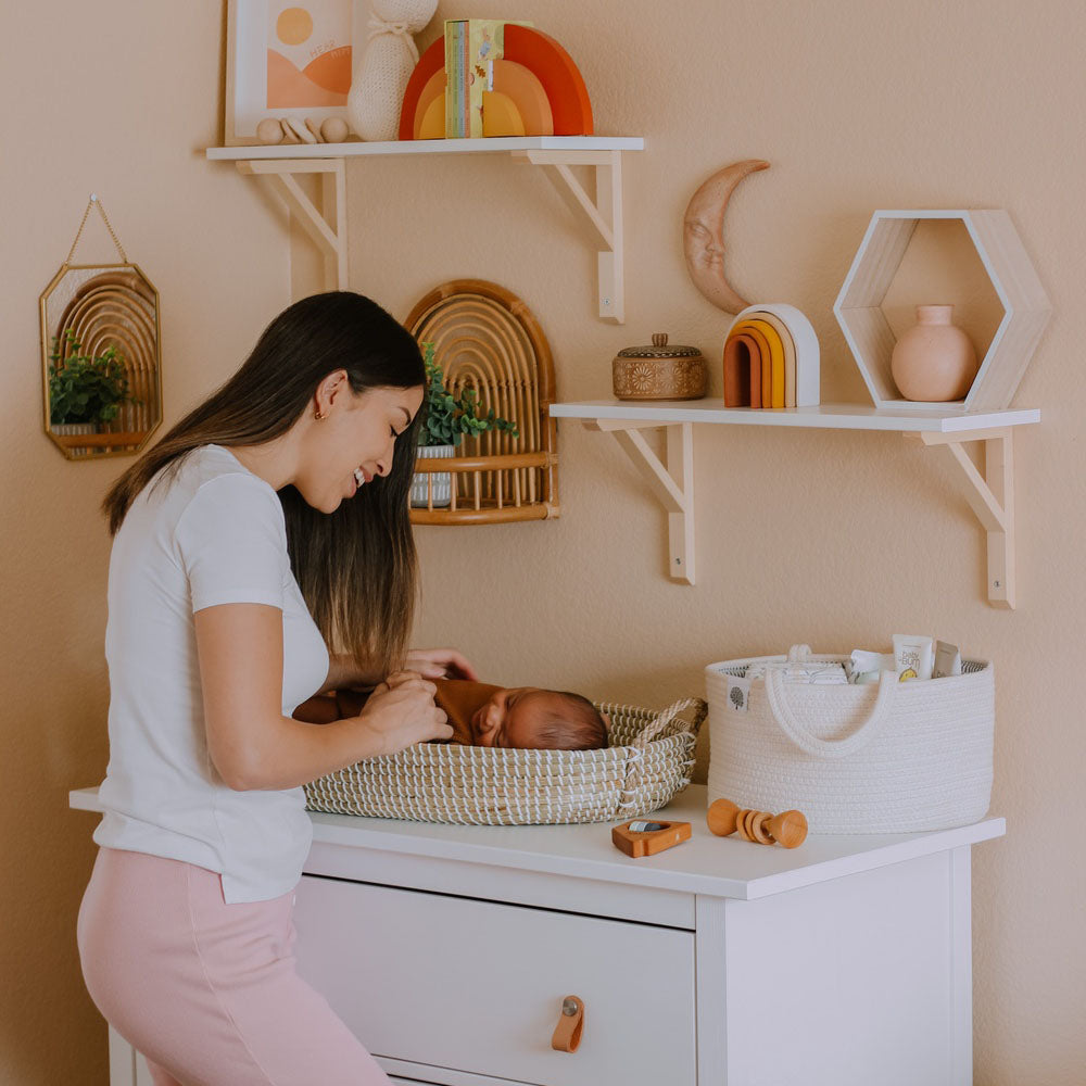 Rope Diaper Caddy Organizer – Stylish Baby Essential Storage for Nursery