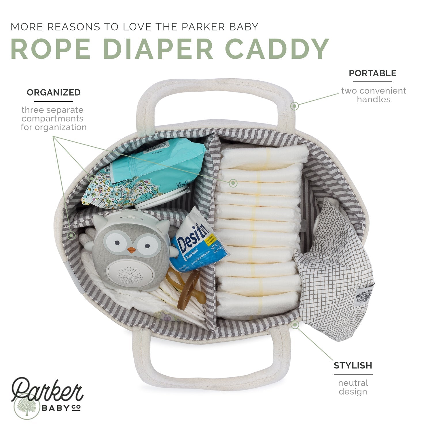 Rope Diaper Caddy Organizer – Stylish Baby Essential Storage for Nursery