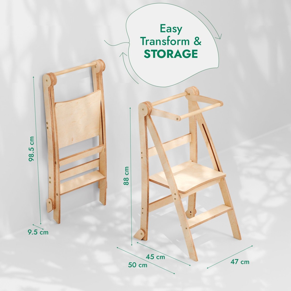 Foldable Kids Helper Tower Step Stool – Safe & Portable Toddler Kitchen Stool