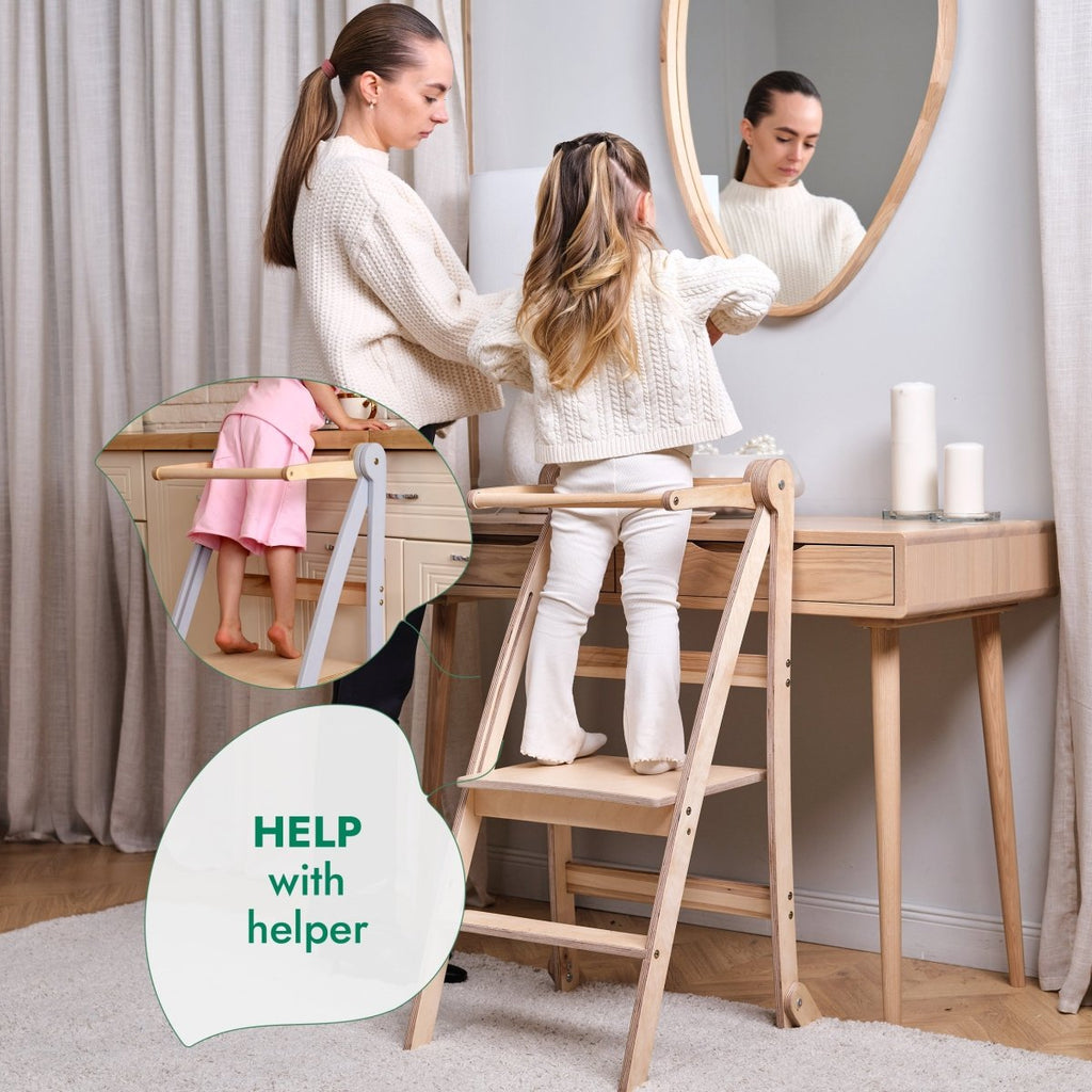 Foldable Kids Helper Tower Step Stool – Safe & Portable Toddler Kitchen Stool