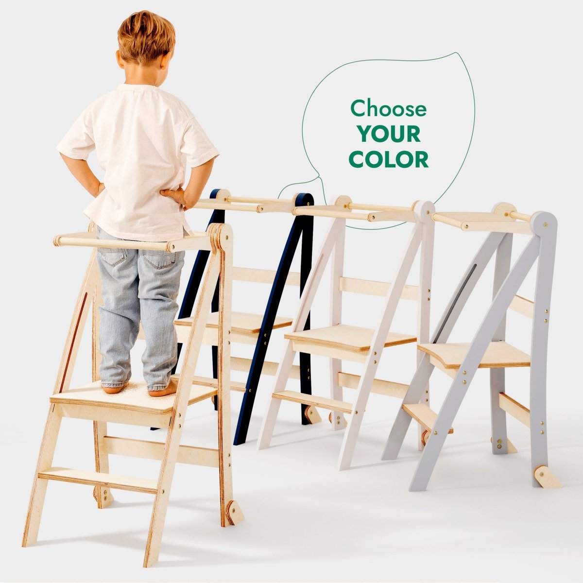 Foldable Kids Helper Tower Step Stool – Safe & Portable Toddler Kitchen Stool