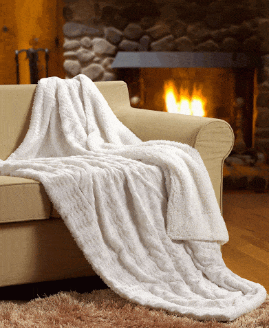 Ivory Faux Fur Sherpa Throw Blanket – Ultra Soft & Cozy