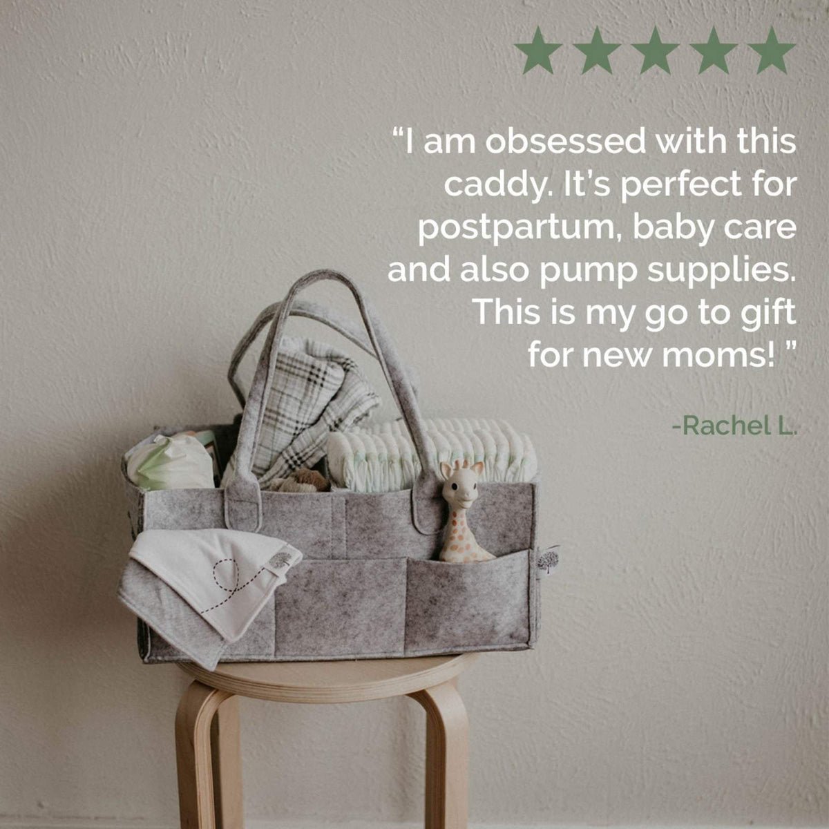 Felt Diaper Caddy Organizer – Portable Nursery Storage with 8 Pockets