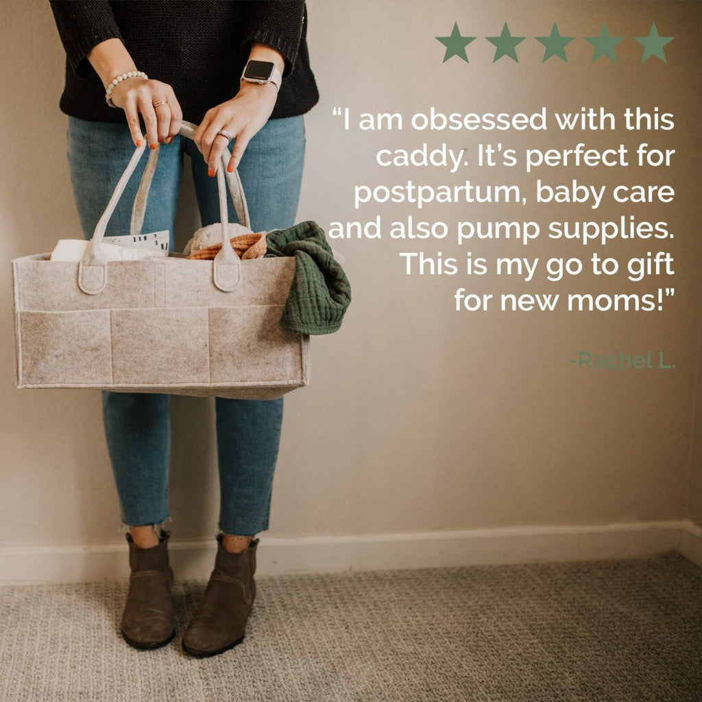 Felt Diaper Caddy Organizer – Portable Nursery Storage with 8 Pockets