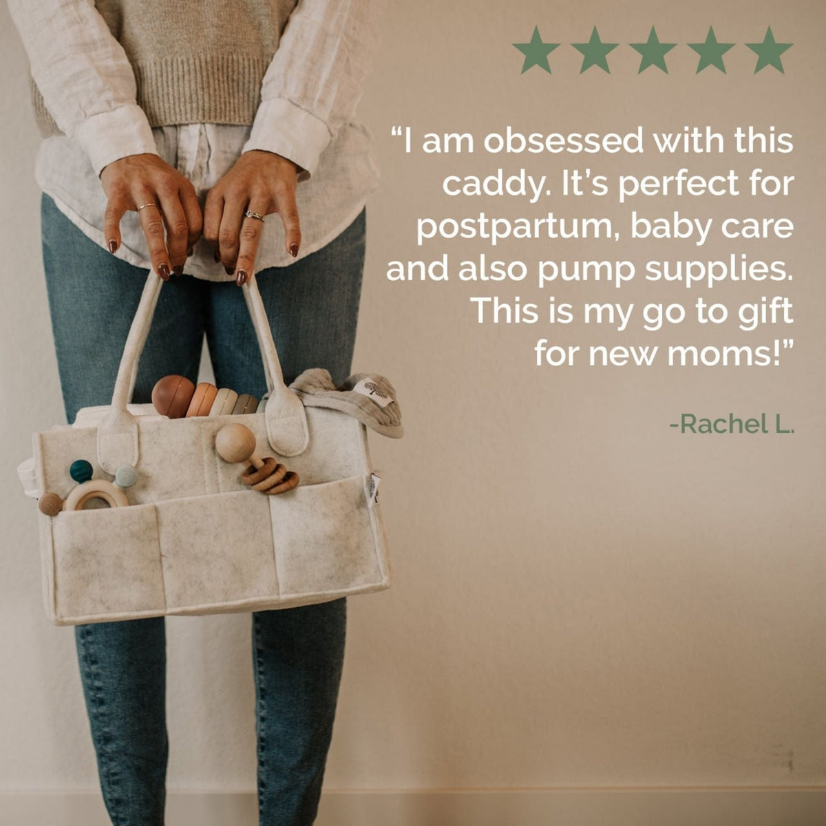Felt Diaper Caddy Organizer – Portable Nursery Storage with 8 Pockets