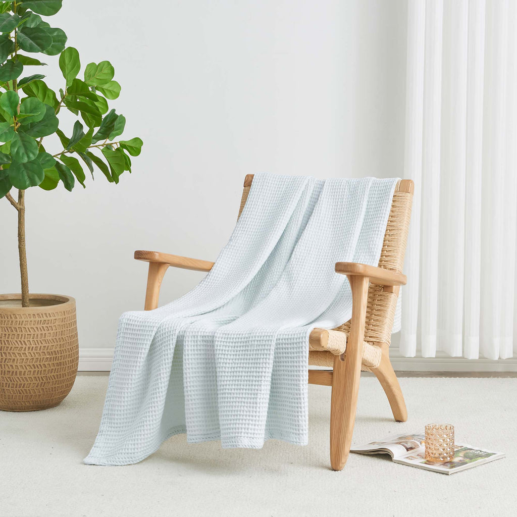 Cotton Waffle Weave Throw Blanket – Lightweight & Breathable | Mikala Collection